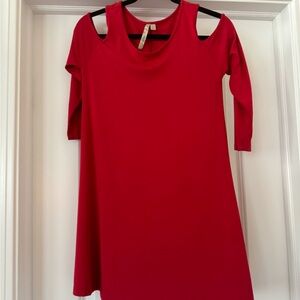Comfy USA red cold shoulder top, size XS, new without tags.